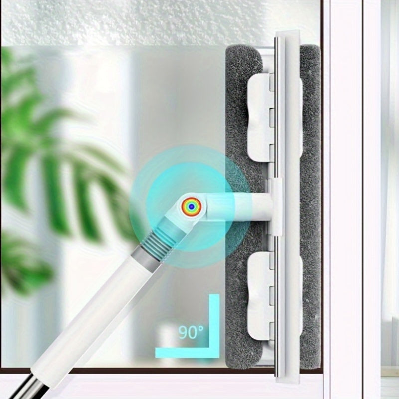 Fensterreiniger 2-in-1 Fenstersauger mit Rotierendem Kopf und Ausziehbarem Griff 6