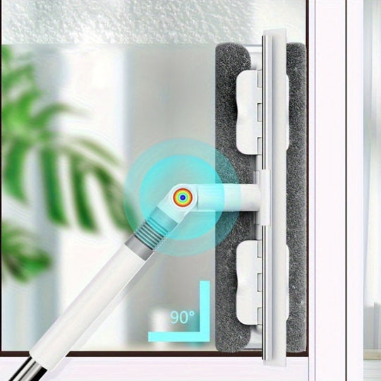 Fensterreiniger 2-in-1 Fenstersauger mit Rotierendem Kopf und Ausziehbarem Griff 6