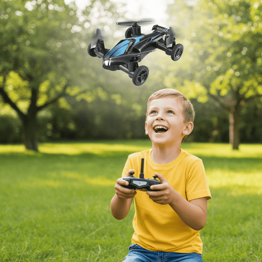 Ferngesteuertes Spielzeug 2-in-1 Fahrzeug und Drohne für Kinder 2