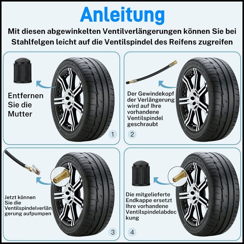 Flexible Reifenventilverlängerungen für mühelosen Zugang 7