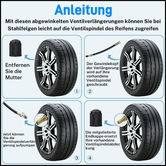 Flexible Reifenventilverlängerungen für mühelosen Zugang 7