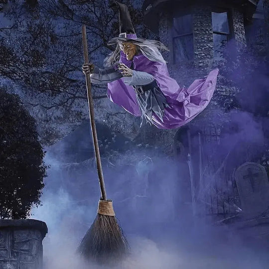 Fliegende Hexe Halloween Dekoration mit Licht und Sound 0