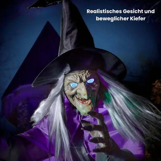 Fliegende Hexe Halloween Dekoration mit Licht und Sound 1