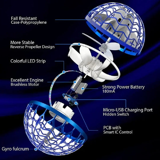 Fliegendes Gyroskop Mit LED-Lichteffekten 360° Design Für Innen Und Außen 7