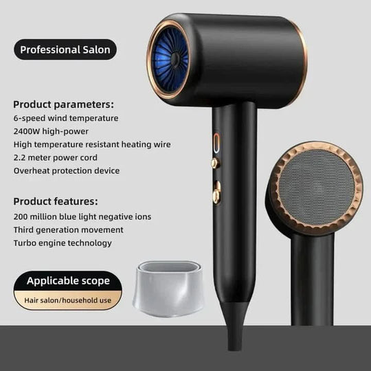 Föhn 2400 W mit Ionentechnologie für alle Haartypen – Geräuscharm und ergonomisch 2
