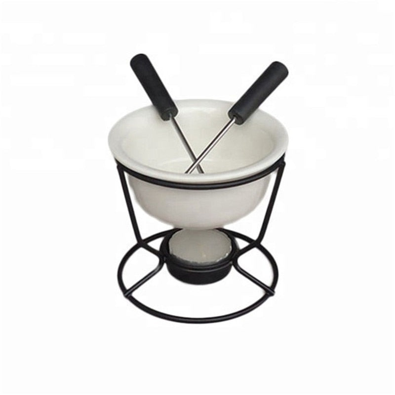 Fondue Set für Käse und Schokolade, Ideal für Gemütliche Abende, Inkl. Fondue Topf und Eisenrahmen 0