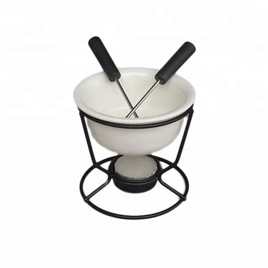Fondue Set für Käse und Schokolade, Ideal für Gemütliche Abende, Inkl. Fondue Topf und Eisenrahmen 0
