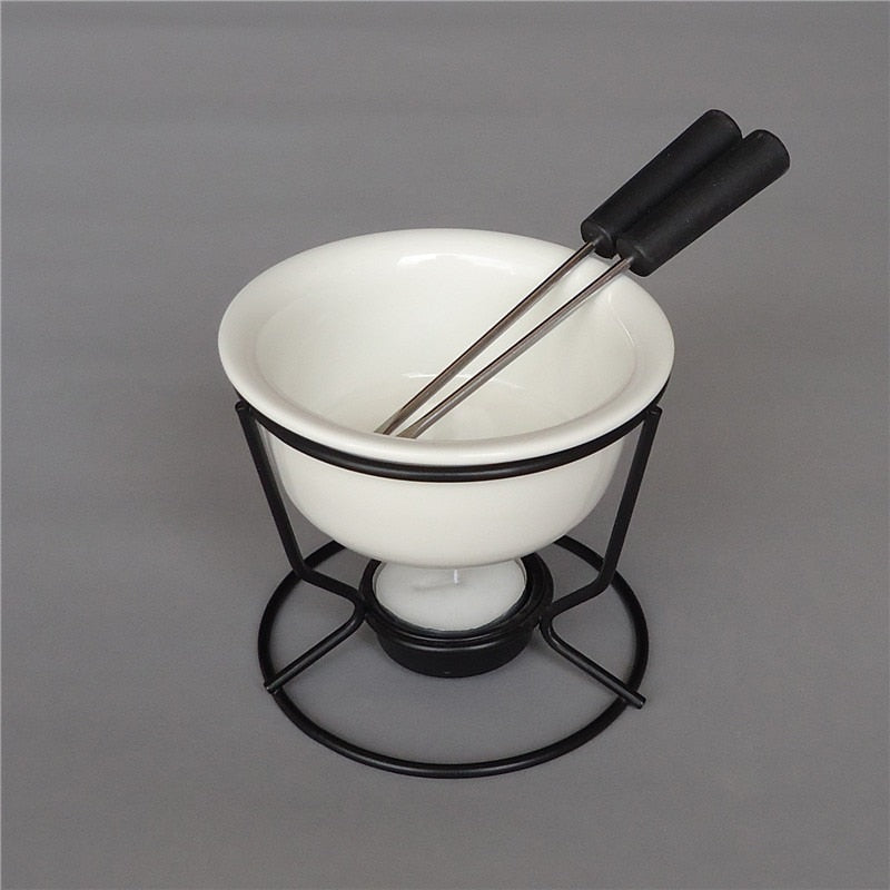 Fondue Set für Käse und Schokolade, Ideal für Gemütliche Abende, Inkl. Fondue Topf und Eisenrahmen 2