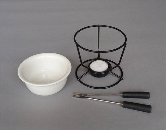 Fondue Set für Käse und Schokolade, Ideal für Gemütliche Abende, Inkl. Fondue Topf und Eisenrahmen 4