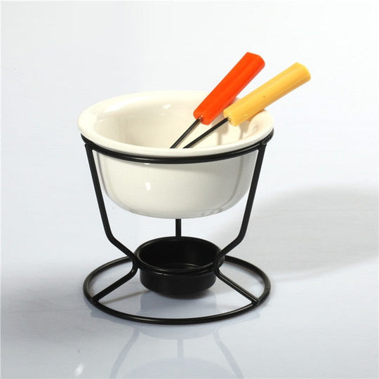 Fondue Set für Käse und Schokolade, Ideal für Gemütliche Abende, Inkl. Fondue Topf und Eisenrahmen 5