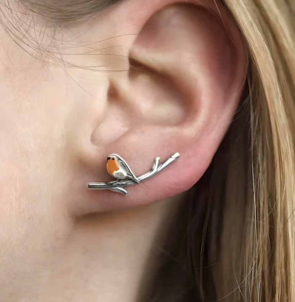 Frauen Ohrringe Buntglas Vogel Design 0