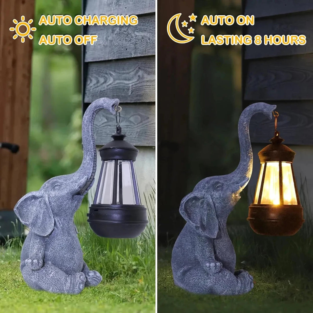 Garten Statue Elefant Mit Solarlicht Für Außenbereich Dekorativ 3