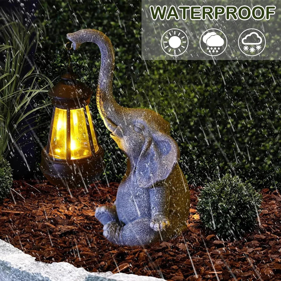 Garten Statue Elefant Mit Solarlicht Für Außenbereich Dekorativ 4