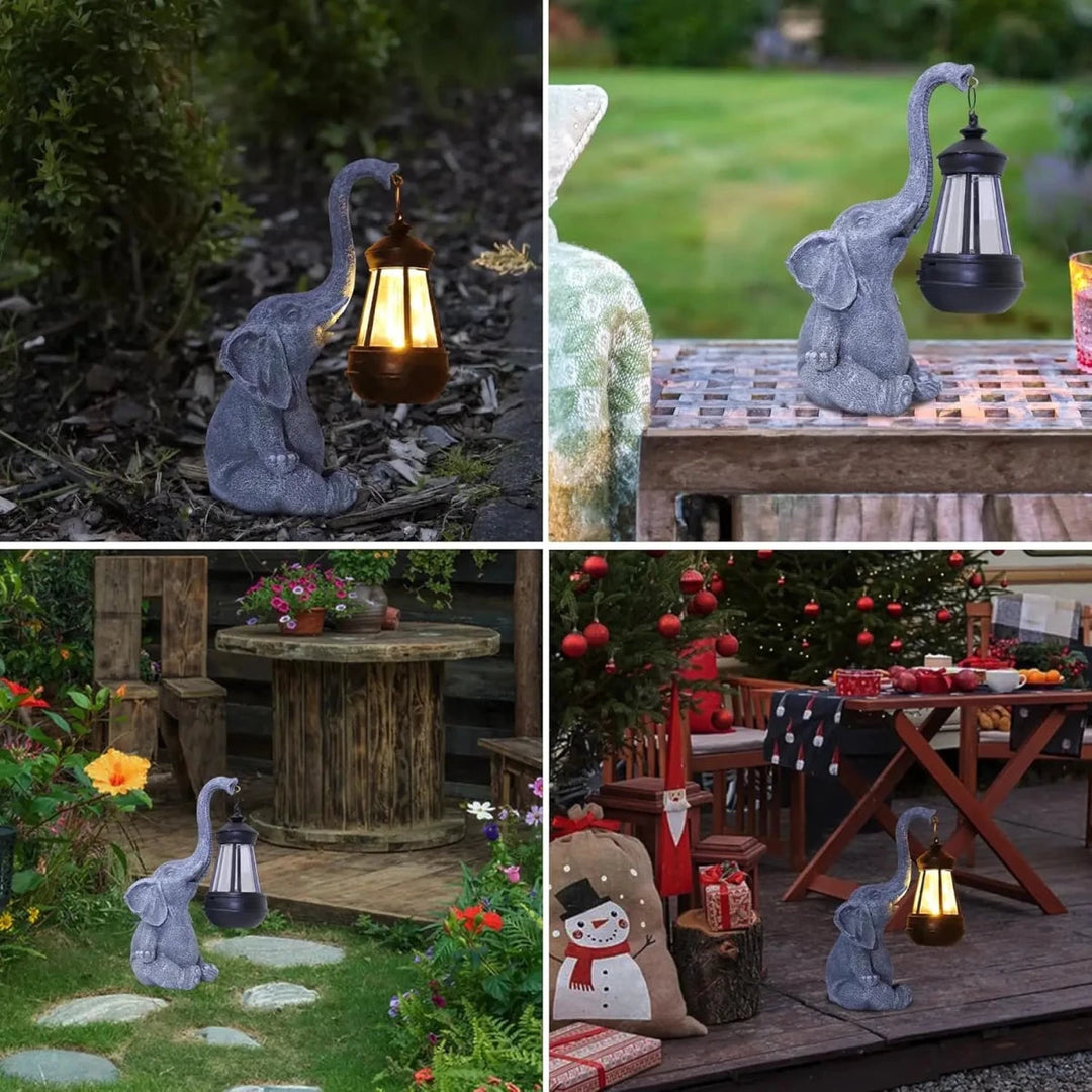 Garten Statue Elefant Mit Solarlicht Für Außenbereich Dekorativ 5