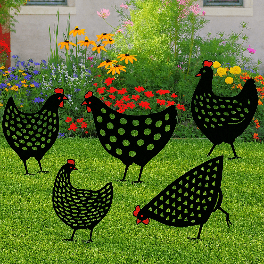 Gartenfigur Huhn Wetterfest Rustikal Handgefertigt für Garten und Terrasse 0