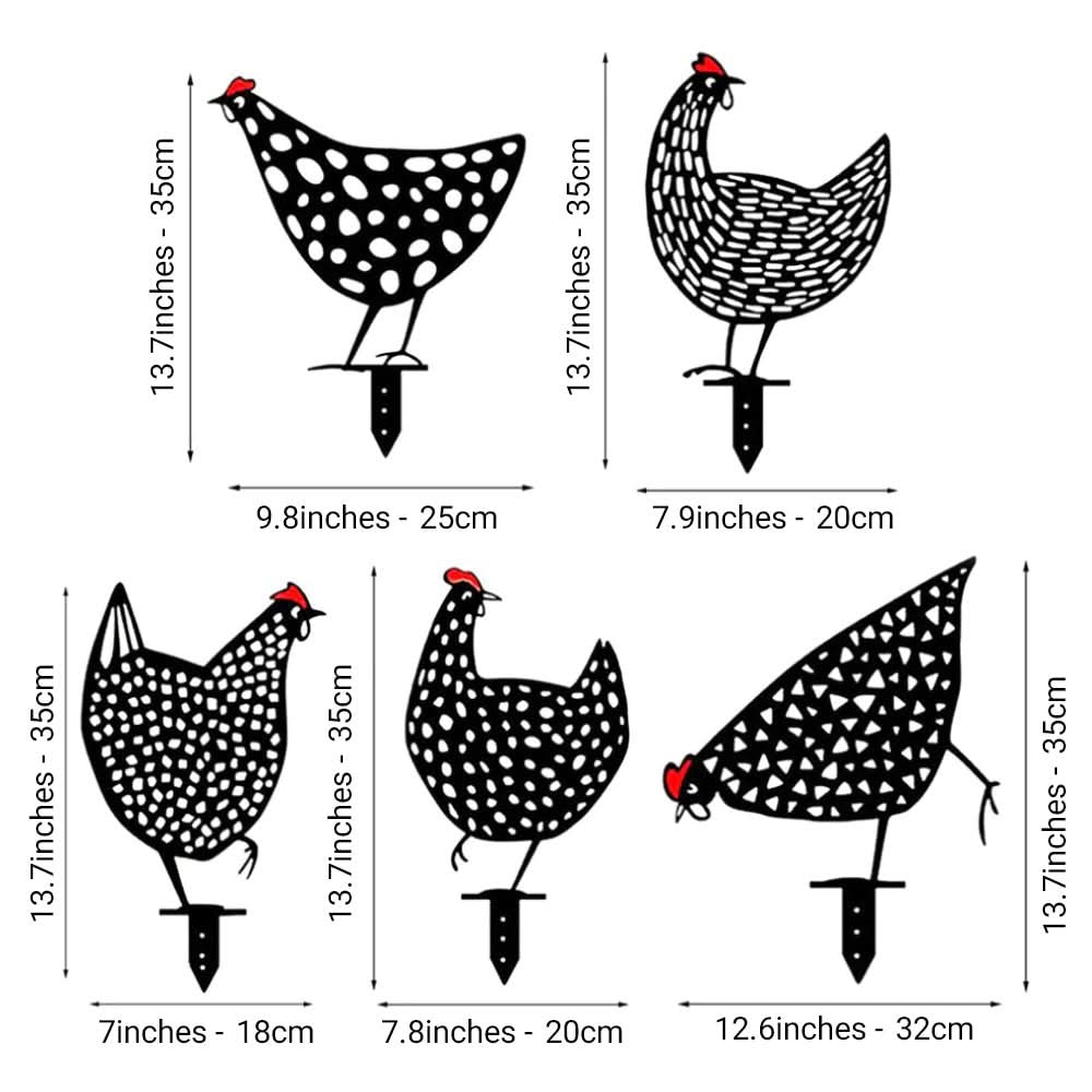 Gartenfigur Huhn Wetterfest Rustikal Handgefertigt für Garten und Terrasse 3