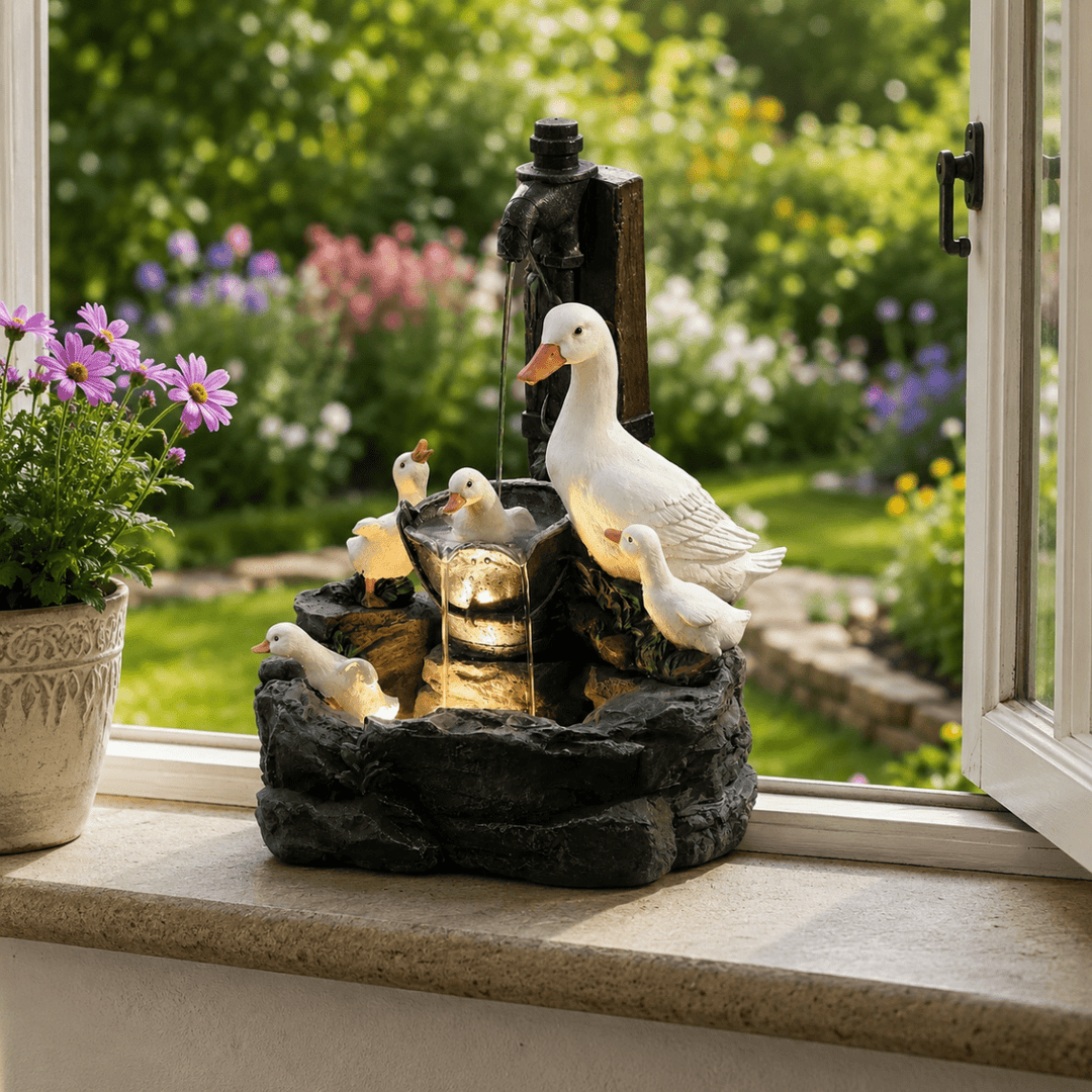 Gartenfigur im Enten- und Eichhörnchen-Design 1