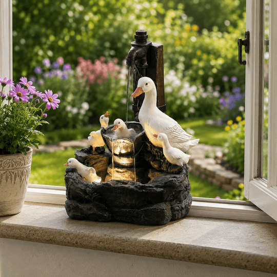 Gartenfigur im Enten- und Eichhörnchen-Design 1