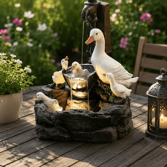 Gartenfigur im Enten- und Eichhörnchen-Design 2