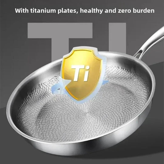 Gehämmerte Titan-Bratpfanne für Induktionskochfelder, Antihaft, Robuste Pfanne 4
