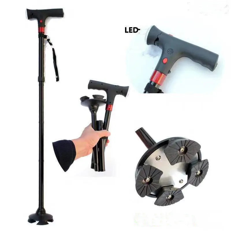 Gehstock Faltbar Mit LED-Lampe Für Männer Und Frauen - Gehhilfe Stock Für Spaziergänge 3