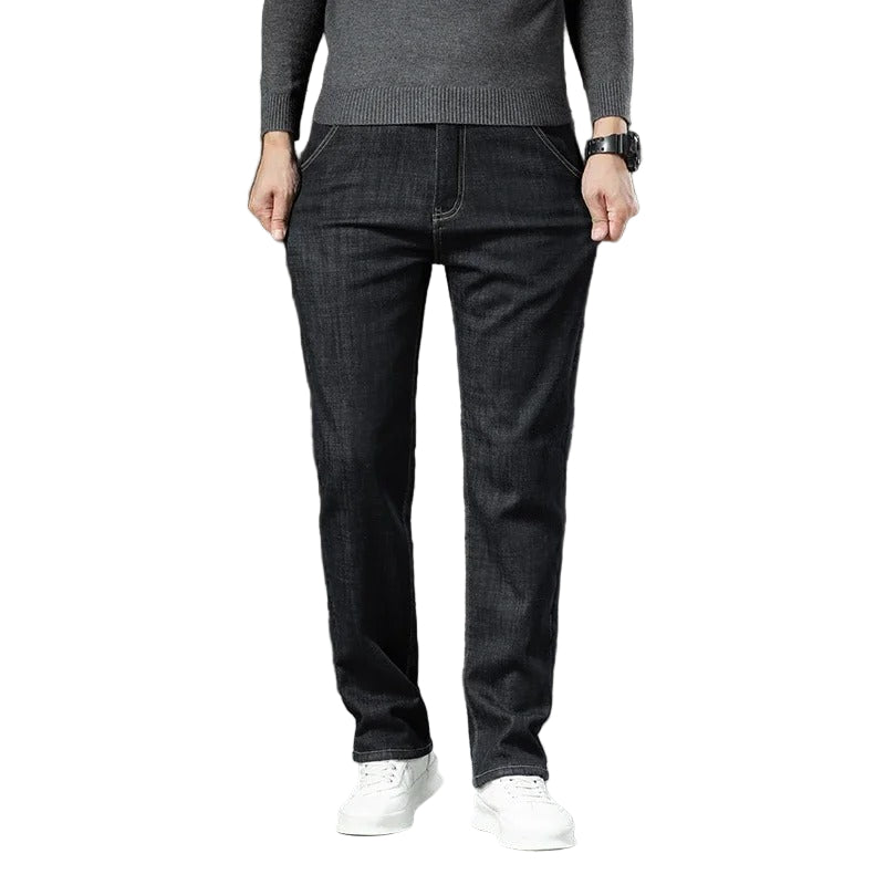 Gerade geschnittene Herrenhose aus Lammleder-Denim 1