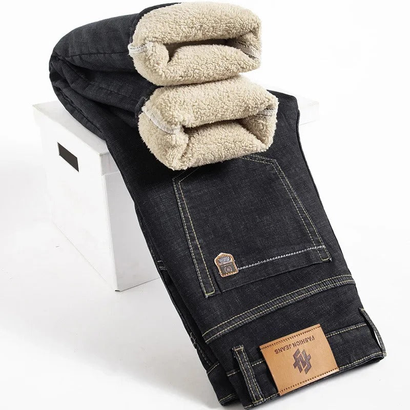 Gerade geschnittene Herrenhose aus Lammleder-Denim 2