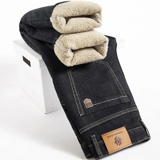 Gerade geschnittene Herrenhose aus Lammleder-Denim 2