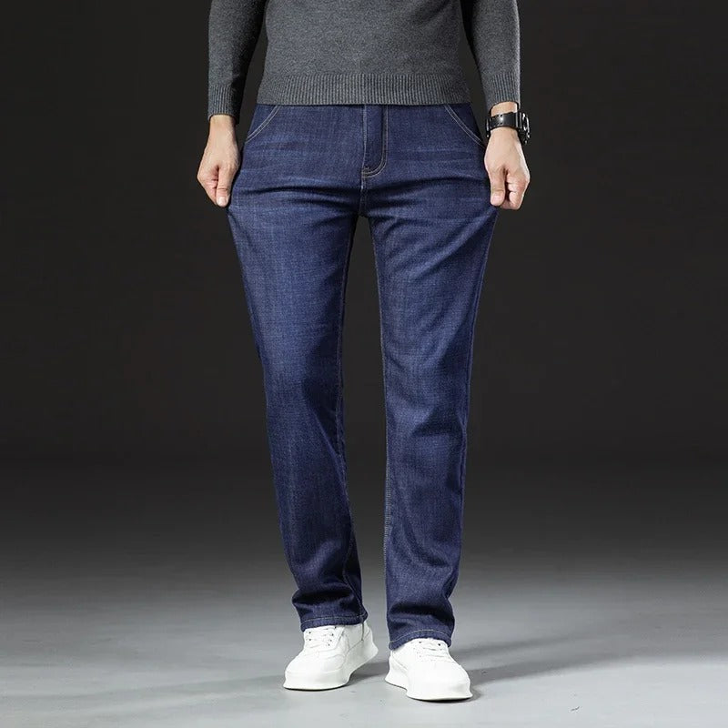 Gerade geschnittene Herrenhose aus Lammleder-Denim 3