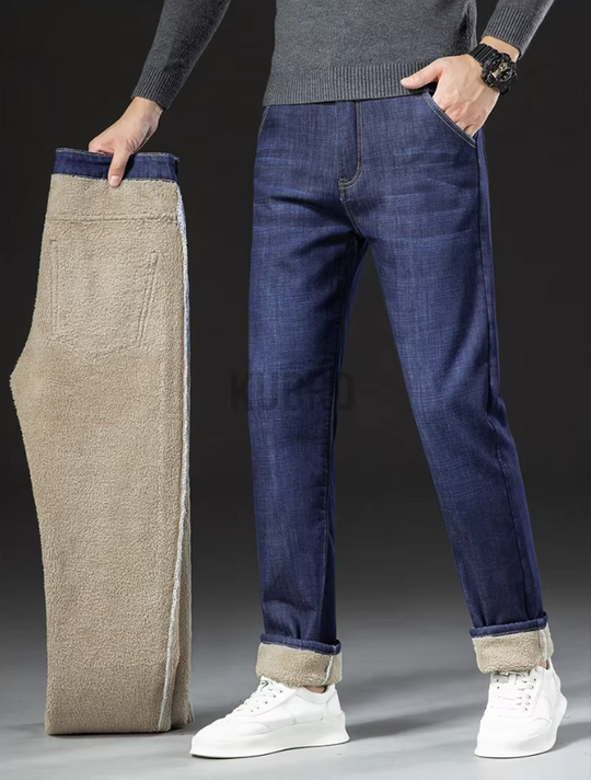 Gerade geschnittene Herrenhose aus Lammleder-Denim 4