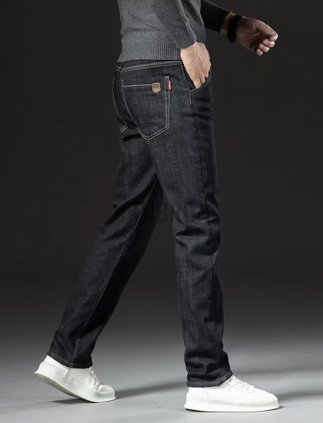 Gerade geschnittene Herrenhose aus Lammleder-Denim 8