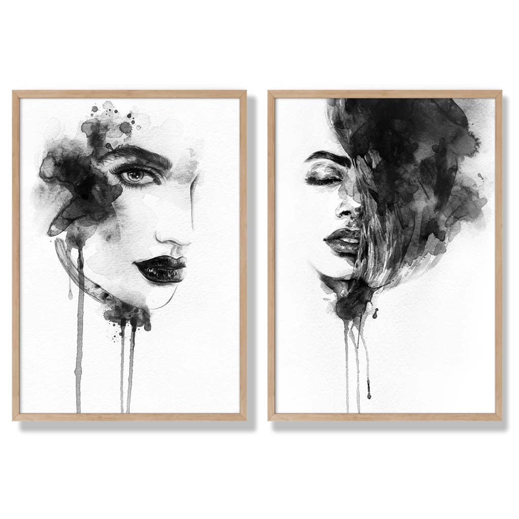 Gerahmtes Set aus 2 Modeillustrationen Schwarz-Weiß für Stilbewusste Räume 6
