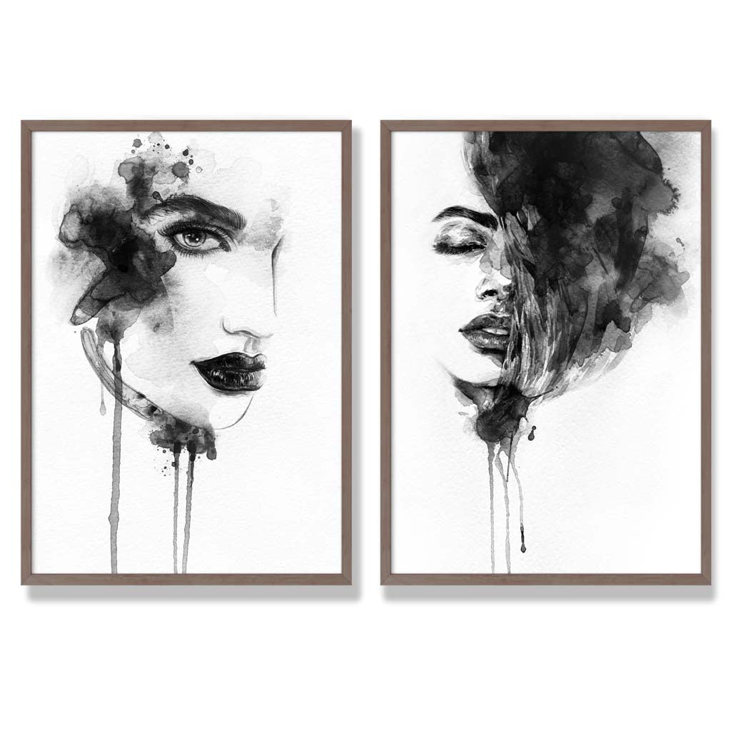 Gerahmtes Set aus 2 Modeillustrationen Schwarz-Weiß für Stilbewusste Räume 7