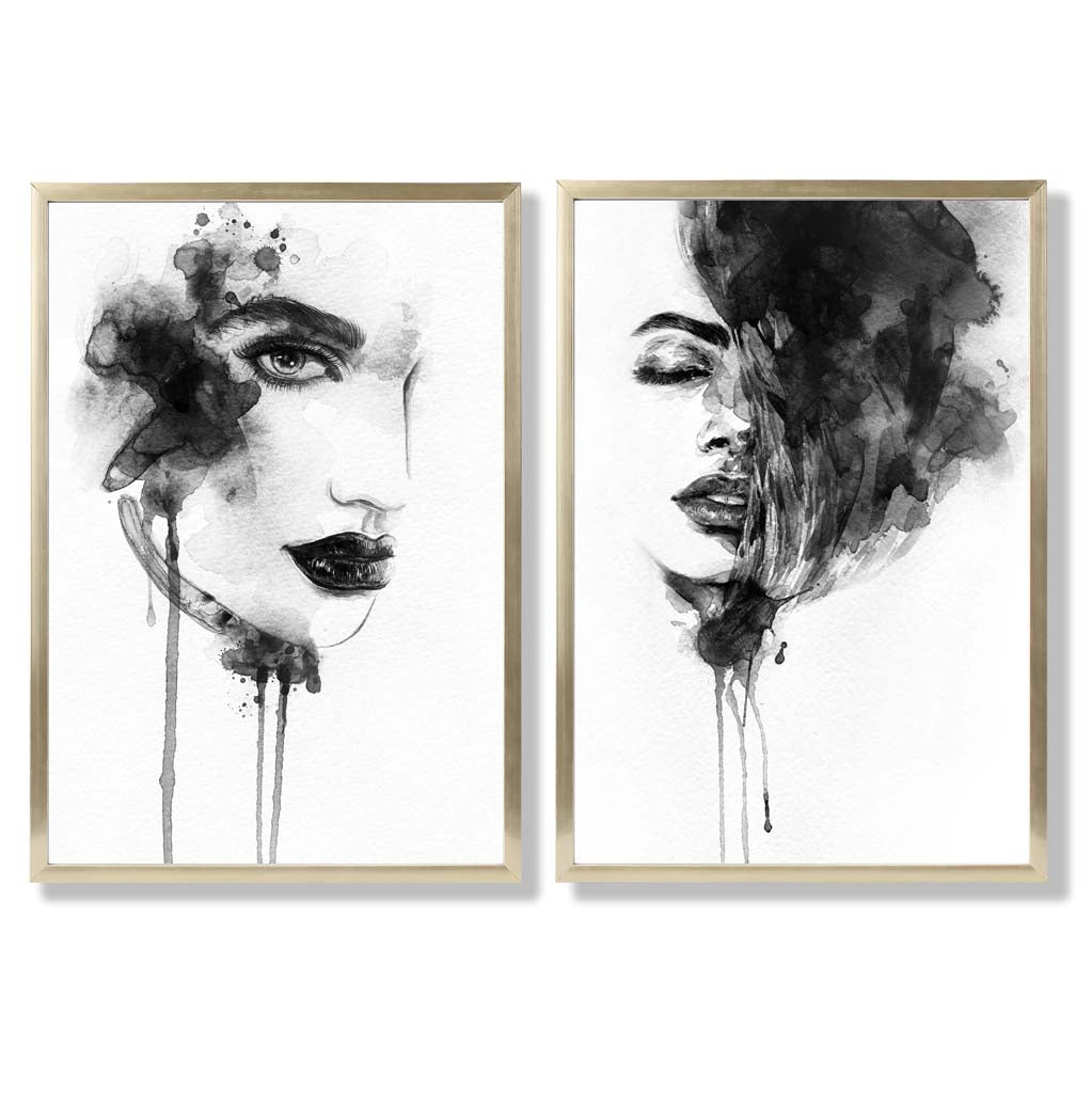 Gerahmtes Set aus 2 Modeillustrationen Schwarz-Weiß für Stilbewusste Räume 8