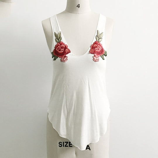 Gestickte Rose Damen Tanktop