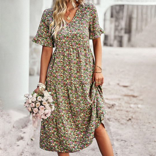 Variant image for Damen Kleid Floral Leicht Baumwolle für Sommerausflüge-19