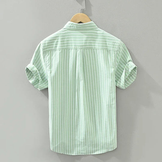 Herren Hemd Gestreift Sommer Baumwolle Casual 4