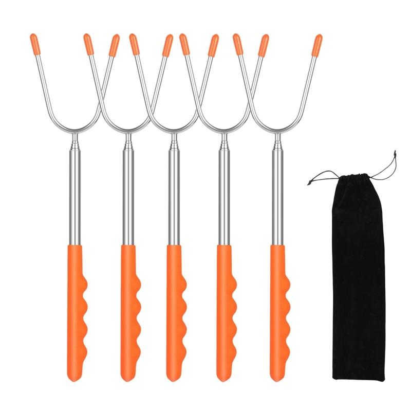 Grillstäbchen Set 5-teilig Ausziehbar Hitzebeständig für Lagerfeuer und Grillabende 0