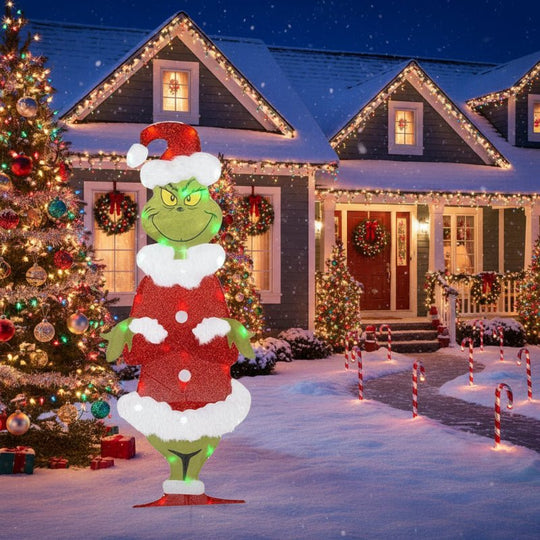 Grinch Gartendekoration mit LED-Beleuchtung für Weihnachtsfeiern 1