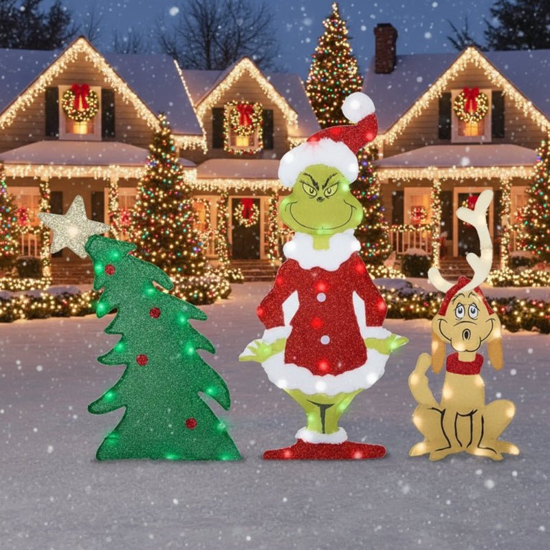 Grinch Gartendekoration mit LED-Beleuchtung für Weihnachtsfeiern 2