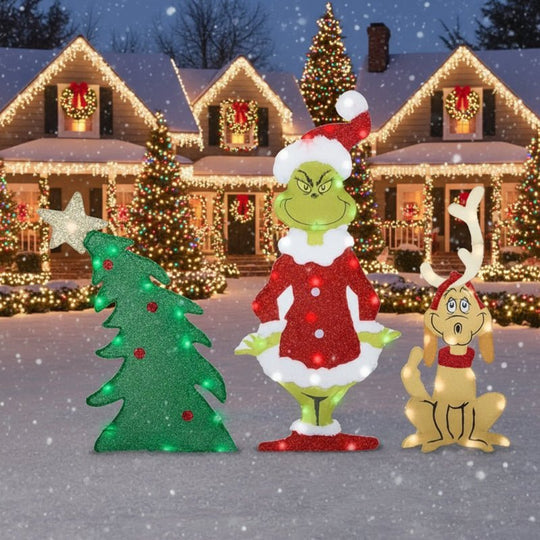 Grinch Gartendekoration mit LED-Beleuchtung für Weihnachtsfeiern 2