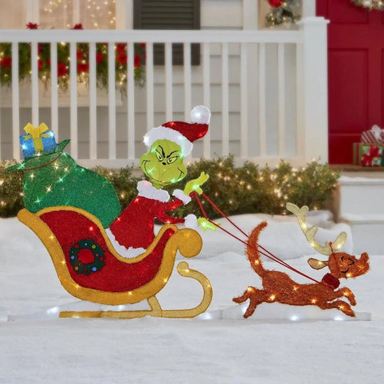 Grinch Gartendekoration mit LED-Beleuchtung für Weihnachtsfeiern 8
