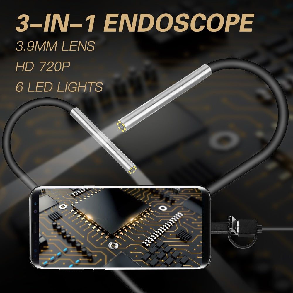 Endoskop Kamera Handy HD Tragbar Flexibel Mit Licht IP67-2