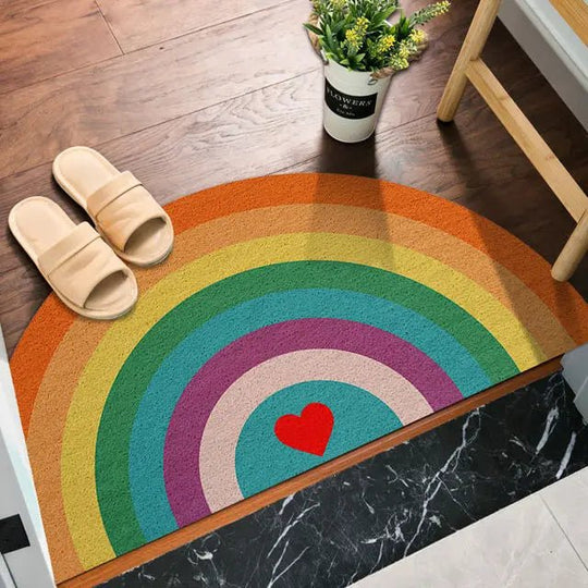 Halbrunde Fußmatte mit Regenbogen- und Wassermelonen-Druck 1