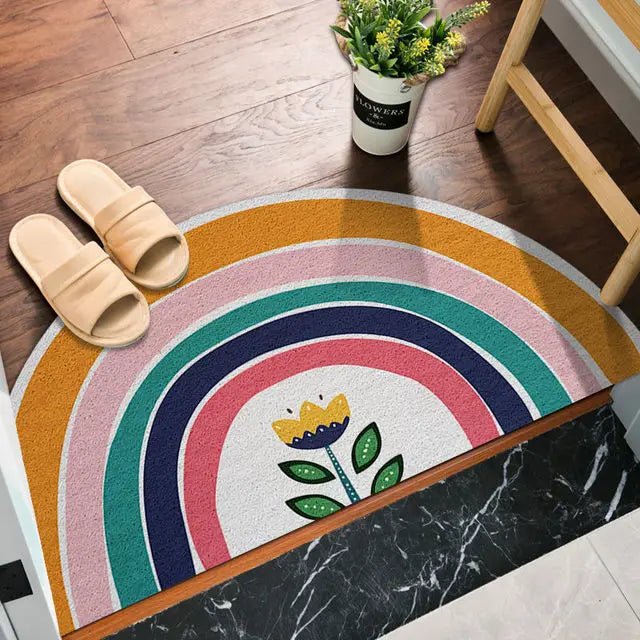 Halbrunde Fußmatte mit Regenbogen- und Wassermelonen-Druck 3