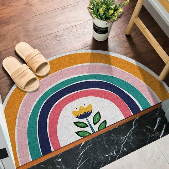 Halbrunde Fußmatte mit Regenbogen- und Wassermelonen-Druck 3