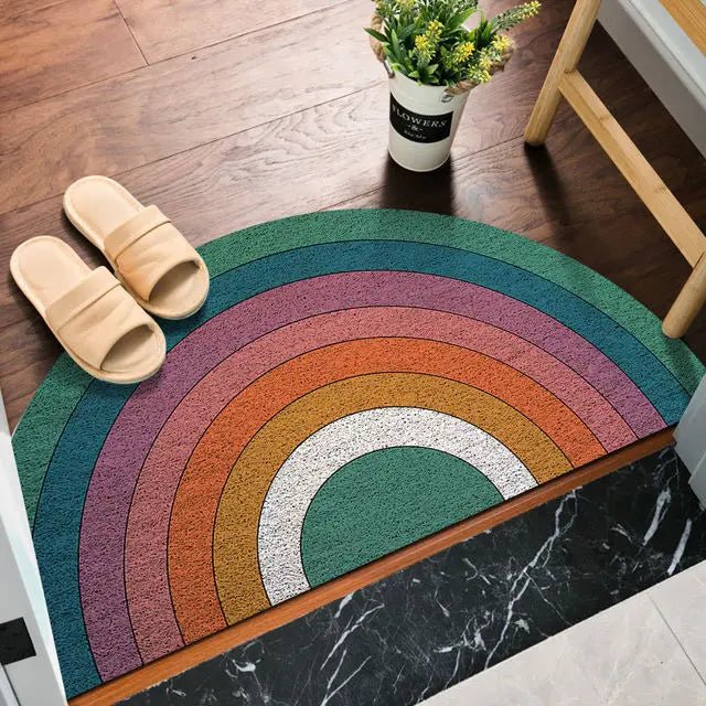 Halbrunde Fußmatte mit Regenbogen- und Wassermelonen-Druck 6