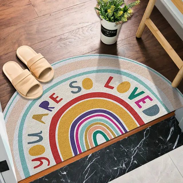 Halbrunde Fußmatte mit Regenbogen- und Wassermelonen-Druck 7