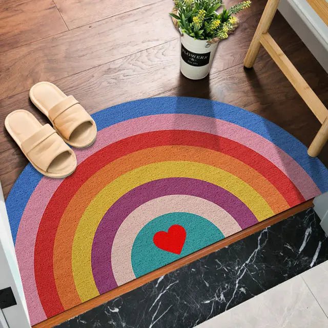 Halbrunde Fußmatte mit Regenbogen- und Wassermelonen-Druck 8