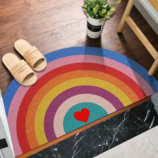 Halbrunde Fußmatte mit Regenbogen- und Wassermelonen-Druck 8
